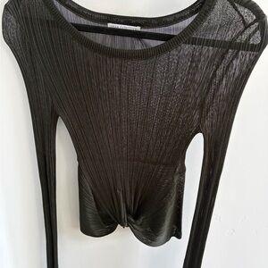 Urban Outfitters Black Sheer Long Sleeve Top